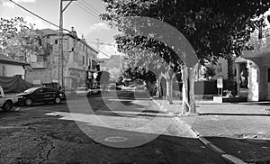 A morning cityscape of Sderot Rothschild street Hadera Israel