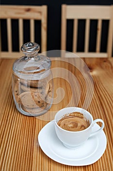 Morning coffee biscuit jar cookies cup cappuccino