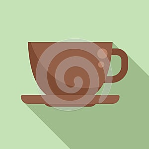 Morning coffee cup icon flat vector. Work time