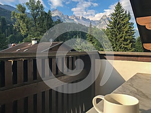Morning Coffee on Garmisch Balcony with Zugspitze View