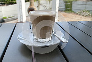 Morning coffee latte outside