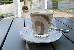Morning coffee latte outside