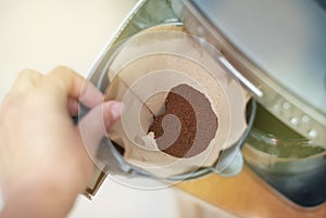 Morning Coffee Machine Preparing Natural coffee Cup of Coffee