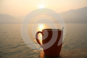 Morning coffee and sunrise