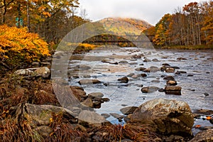 A morning on the Deerfield river in the Berkshires during Autumn photo