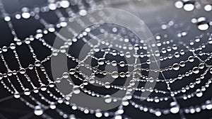 Morning dew droplets on spider web filaments