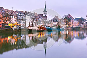 Morning embankment in Strasbourg, Alsace