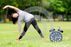 Morning exercise and black clock