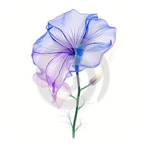 Surrealistic Blue Morningglory Flower On White Background photo