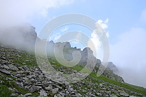 Morning fog lifting in the Pizol region, Switzerland