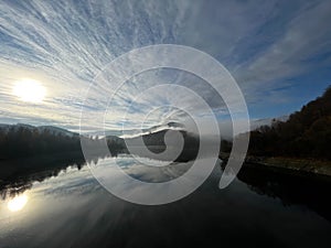 Morning fog over Ruzin lake