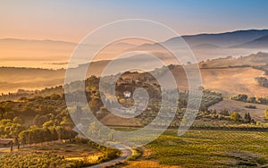 Morning Fog over Tuscan Country, Italy