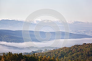 Morning fog over the village