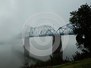 Morning Fog on the Russell, Kentucky bridge on the Ohio River