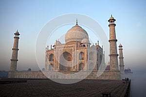 Morning fog at the Taj Mahal, Agra, India