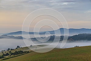 Morning fog under Vihorlat, Slovakia