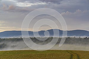 Morning fog under Vihorlat, Slovakia