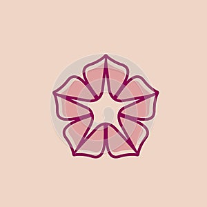 Morning glory flower logo. Ornamental, decorative petals icon.