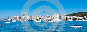 Morning in the harbor of St Antoni de Portmany, Ibiza town, Balearic Islands, Spain