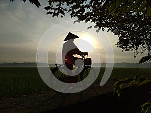 In the morning I accidentally took a picture of a farmer going to the fields on a bicycle