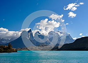 Morning at Lago Pehoe, Torres del Paine national park, Chile photo