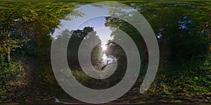 Morning Lake in the Forest. Sammer Evening VR Panorama