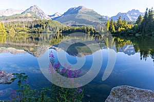 Morning on lake. Tatra mountains