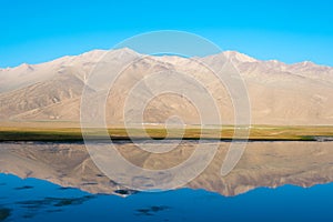 Morning Landscape of Bulunkul Lake in Gorno-Badakhshan, Tajikistan.