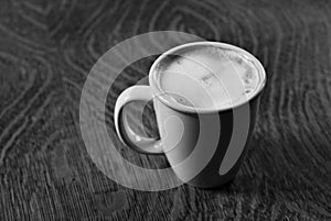 Morning latte in black and white