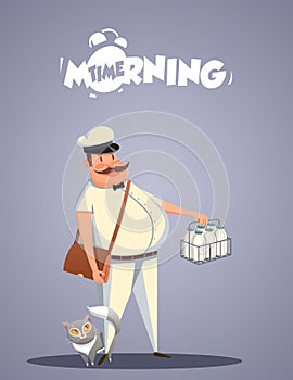 Daily Morning Life. Milkman and cat