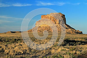 Morning Light on Fajada Butte at the Entrance to Chaco Canyon, Chaco Culture National Historical Park, New Mexico, USA