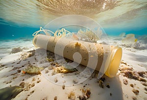 pipe Floating fiber optic cable, buoy, and electronic waste in ocean.AI Generated