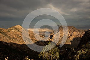 Morning Light Hits The Window Area of The Chisos Mountains in Big Bend