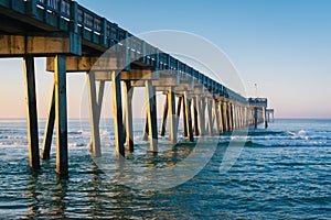 Morning light on the M.B. Miller County Pier and Gulf of Mexico, in Panama City Beach, Florida