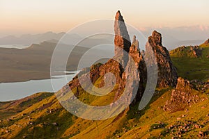 Morning light on the Old Man of Storr on the Isle of Skye, Scotland, UK.