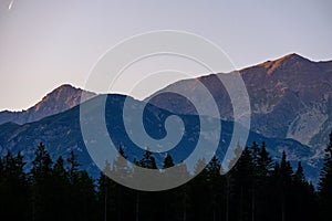 morning light rising in the mountains Tatra in Slovakia