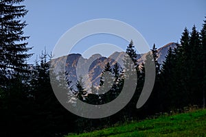 morning light rising in the mountains Tatra in Slovakia