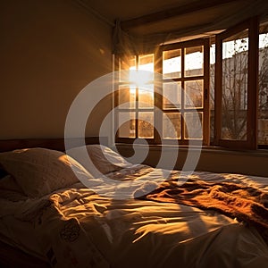 Morning light through stained glass photo