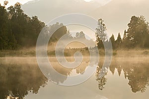 Morning at Matheson lake west coast south island New Zealand