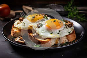 Morning meal Fried eggs add savor to a hearty breakfast