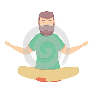 Morning meditation icon cartoon vector. Work health
