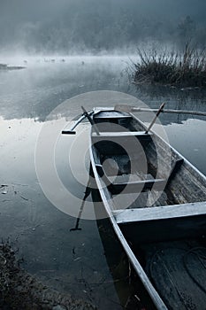 Morning mist in the boat