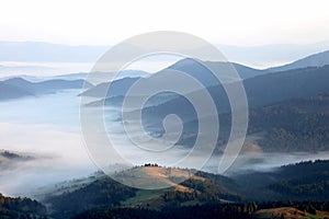 Morning mist in the highlands photo