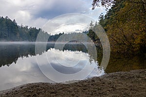 Morning mist on Matheson Lake Regional Park