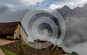 Morning mist rising above Macchu Pichu Valley, Peru