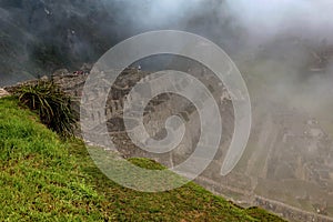Morning mist rising above Macchu Pichu Valley, Peru