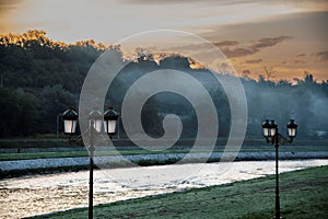 morning mist at a river