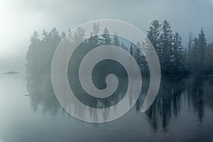 Morning mist on the river Zhombolok