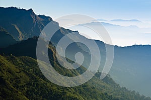 Morning Mist at Tropical Mountain Range