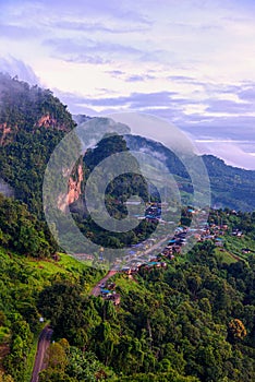 Morning mist Viewpoint Phu Pha Mok Baan Jabo, the most favourite place for tourist in Mae Hong Son province Thailand